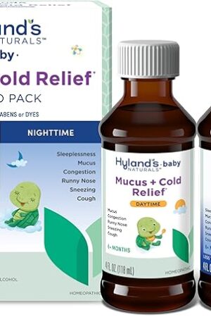 Hyland's Baby Mucus and Cold Relief, Day and Night Value Pack, Infant And Baby Cold Medicine, Decongestant And Cough Relief, 8 Fl Oz