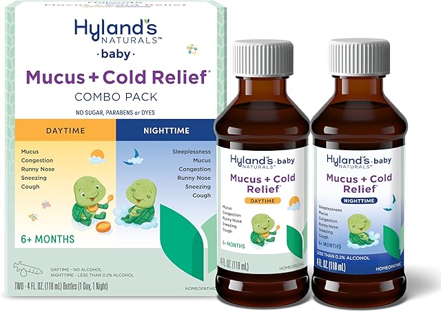 Hyland's Baby Mucus and Cold Relief, Day and Night Value Pack, Infant And Baby Cold Medicine, Decongestant And Cough Relief, 8 Fl Oz