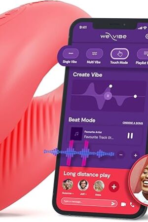 We-Vibe Chorus Vibrating Sex Toys for Couples | Remote Control Vibrator | Wearable App Controlled Adult Toys for Women | G Spot, Clit & Penis Sexual Stimulation Device | Clitoral Couples Gift |Coral
