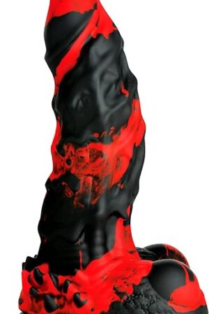 Fire Demon Monster Dildo for Men, Women & Couples. Firm and Flexible, Strong Suction Base, Fantasy Dildo, Unique Texture. Premium Phthalate-Free & Body-Safe Silicone. 1 Piece, Red