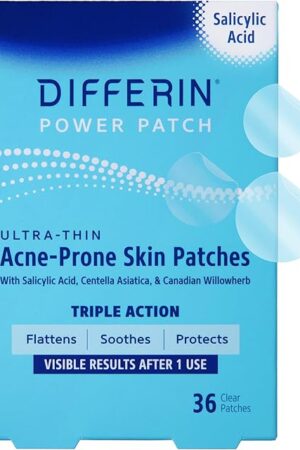 Differin Acne Patches, Pimple Patches for Acne Prone Skin, Formulated with Salicylic Acid and Centella, Fast Triple Action Power Patch for Day & Night, Dermatologist Tested, 36 Count