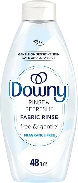 Downy Rinse & Refresh Free & Gentle Laundry Odor Remover and Fabric Softener, Fragrance Free, 48 fl oz, No Dyes or Heavy Perfumes