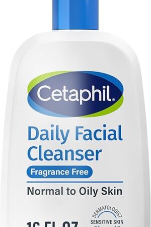 Cetaphil Face Wash, Daily Facial Cleanser for Sensitive, Combination to Oily Skin, 16 Oz, Fragrance Free, Gentle Foaming, Soap Free, Hypoallergenic