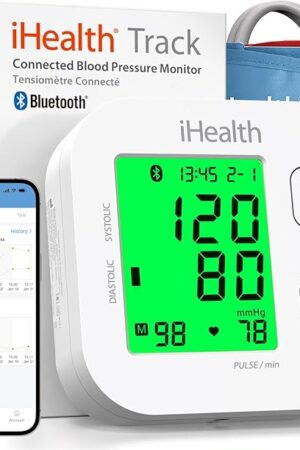 iHealth Track Smart Upper Arm Blood Pressure Monitor with Wide Range Cuff That fits Standard to Large Adult Arms, Bluetooth Compatible for iOS & Android Devices