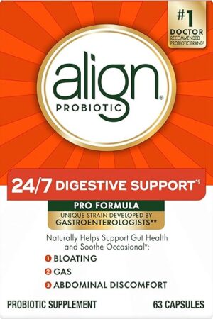 Align Probiotic, Pro Formula, Probiotics for Women and Men, Daily Probiotic Supplement, Helps Soothe Occasional Bloating & Gas*, #1 Doctor Recommended Brand?, 63 Capsules (Packaging May Vary)