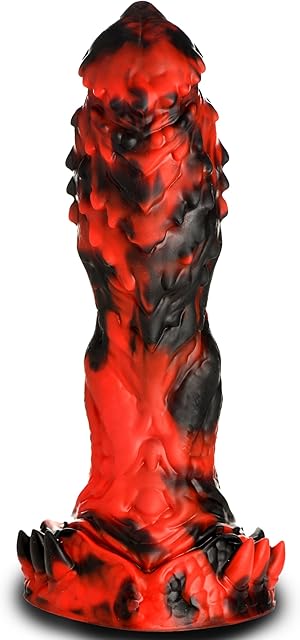 Grim Reaper Silicone Dildo for Men, Women & Couples Firm and Flexible, Strong Suction Base, Fantasy Dildo, Unique Texture Premium Phthalate-Free & Body-Safe Silicone 1 Piece, Red