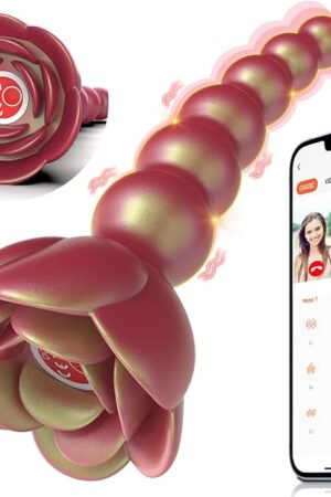 Anal Beads Butt Plug Vibrator - Rose Adult Sex Toys App Remote Control G-spot Vibrators Stimulator with 9 Vibrating Modes, Waterproof Rechargeable Prostate Vagina Massager for Women Men Couple Orgasm