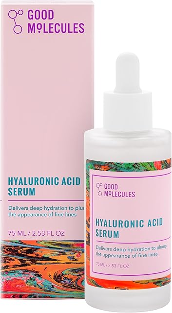 Good Molecules Hyaluronic Acid Serum - 1% Hyaluronic Acid Non-Greasy Ultra hydrating Serum Facial Moisturizer for Plumper Skin, Skin Care for Face