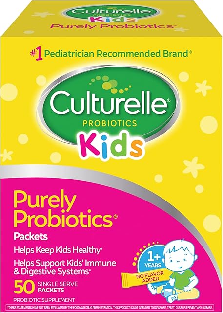 Culturelle Kids Purely Probiotics Packets Daily Supplement, Helps Support Kids? Immune and Digestive Systems, #1 Pediatrician Recommended Brand, Ages 1+, 50 Count