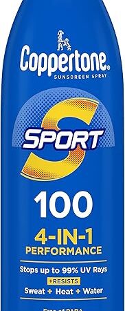 Coppertone SPORT Sunscreen Spray SPF 100, Water Resistant, Continuous Spray Sunscreen, Broad Spectrum SPF 100 Sunscreen, 55 Oz Spray