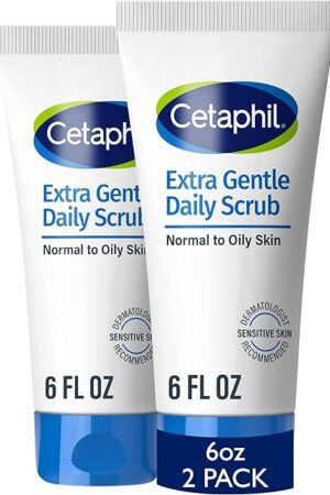 Cetaphil Exfoliating Face Wash, Extra Gentle Daily Face Scrub, Gently Exfoliates & Cleanses, For All Skin Types, Non-Irritating & Hypoallergenic, Suitable For Sensitive Skin, 6 Fl Oz, Pack of 2