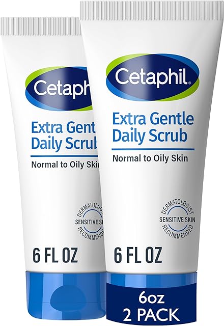 Cetaphil Exfoliating Face Wash, Extra Gentle Daily Face Scrub, Gently Exfoliates & Cleanses, For All Skin Types, Non-Irritating & Hypoallergenic, Suitable For Sensitive Skin, 6 Fl Oz, Pack of 2