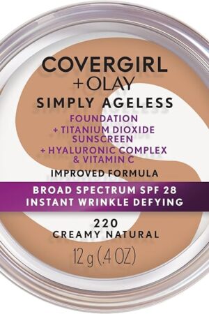 COVERGIRL & Olay Simply Ageless Instant Wrinkle-Defying Foundation, Creamy Natural 044 Fl Oz (Pack of 1)