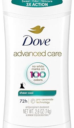 Dove Advanced Care Antiperspirant Deodorant Stick Sheer Cool for Soft, Resilient Skin, with 72-Hour Sweat & Odor Protection, 26 oz