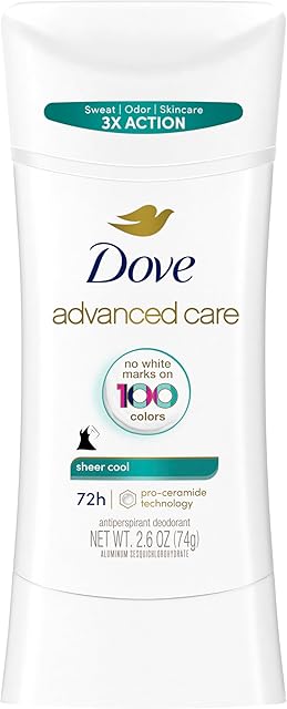 Dove Advanced Care Antiperspirant Deodorant Stick Sheer Cool for Soft, Resilient Skin, with 72-Hour Sweat & Odor Protection, 26 oz