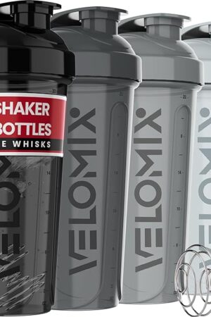-4 PACK- 28 oz Protein Shaker Bottle for Protein Mixes - 4x Wire Whisk | Leak Proof Shaker Cups for Protein Shakes | Protein Shaker Bottle Pack | Protein Shake Cup(Silver Mix)