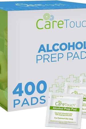 Care Touch Alcohol Wipes Individually Wrapped - Prep Pads with 70% Isopropyl Alcohol, Great for Home, Medical & First Aid Kits Sterilized, Antiseptic 2-Ply Swabs 400 Count