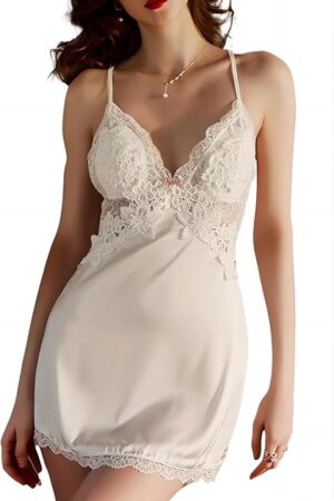 Women's Lingerie Set Sexy Dress Mini Satin Nightgown Lace Babydoll Dress Women's Sleepwear
