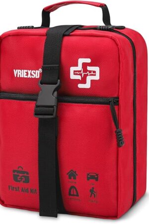 400 Piece Large First Aid Kit Premium Emergency Kits for Home, Office, Car, Outdoor, Hiking, Travel, Camping, Survival Medical First Aid Bag, Red