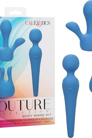 CalExotics Couture Collection Body Women Vibrator Wand Kit, 10 Mode Vibrating Massager with Flexible Nech and 2 Silicone Teaser Attachments Included - SE-4575-10-3