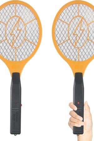 Electric Fly Swatter Handheld Bug Zapper - Indoor Outdoor Zapping Racket for Pest Mosquito & Flies - Battery Powered Safe to Touch with 3-Layer Safety Mesh, Standard Size, Pack of 2