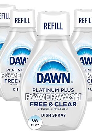Dawn Free & Clear Powerwash Dish Spray, Dish Soap, Pear Scent Refill, 16 Fl oz (6 Pack)