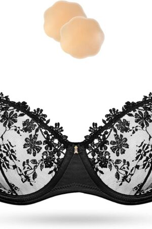 Women's Sexy Lace Bra Demi Sheer Mesh Balconette See Through Bralette Unlined Underwire Embroidered