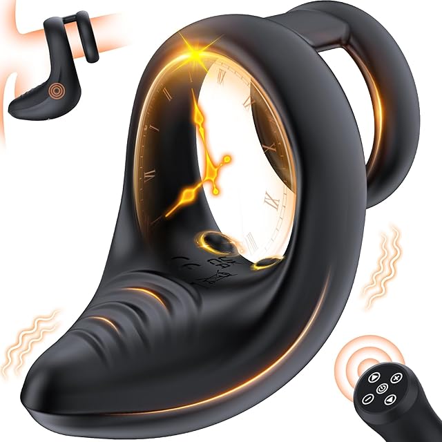 Vibrating Cock Ring Taint Vibrator Penis Ring Male Vibrator, Adult Sex Toys for Men Remote Control Perineum Stimulator Penis Vibrator, Silicone Dual Cockring Male Couple Sex Toy