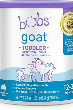 Bubs Goat Toddler Nutritional Drink, Non-GMO Whole Goat Milk-Based Gentle Formula, for Kids 12-36 Months, 20 oz