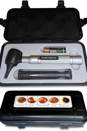 4th Generation Doctor Mom LED Pocket Pro Otoscope with Both Adult and Pediatric Disposable Specula Tips, Battery, and Protective Hard Plastic Case