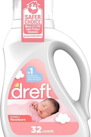 Dreft Stage 1 Newborn Baby Liquid Laundry Detergent, Gentle on Sensitive Skin, HE Compatible, 32 loads