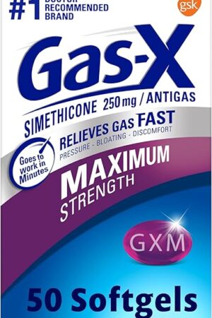 Gas-X Maximum Strength Gas Relief Softgels with Simethicone 250 mg for Bloating Relief - 50 Count