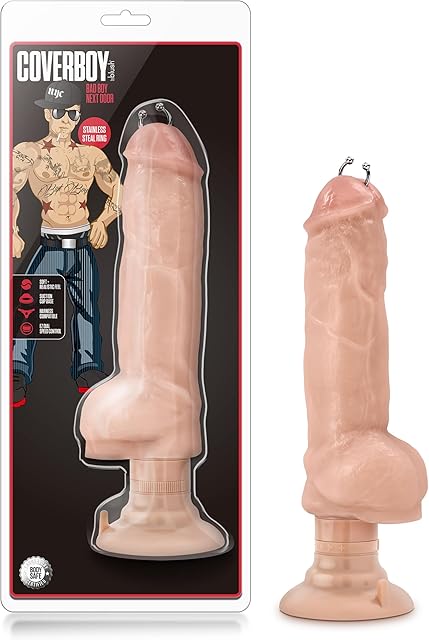 Blush Bad Boy - 11 Inch Thrusting Dildo Vibrator for Women Men Couples | Huge 2.5" Thick Realistic Penis with Piercing | Suction Cup Strap-On Compatible | Adult Sex Toys for G Spot & Anal Stimulation