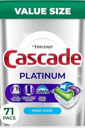 Cascade Platinum Dishwasher Pods, Dishwasher Detergent, Dish Detergent Soap, Fresh, 71 count