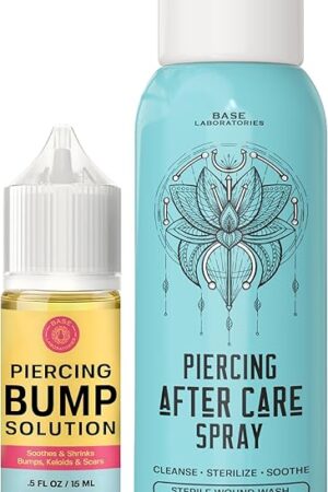 BASE LABORATORIES Piercing Aftercare Kit: Keloid & Piercing Bump Solution Oil(15ml) + Piercing Aftercare Spray (4oz) - for Keloid Bump Removal & Cleansing Soothing Piercings Before & After