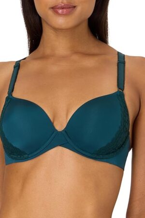 Women's Underwire, One Fab Fit Microfiber Demi T-Shirt Bra with Convertible Straps