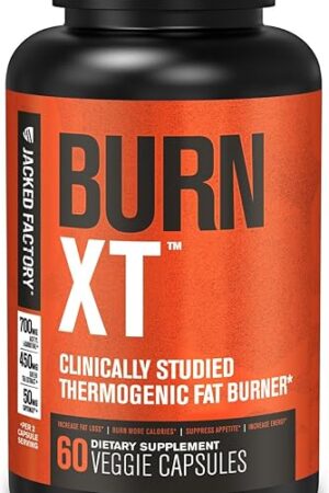 Jacked Factory Burn-XT Clinically Studied Fat Burner & Weight Loss Supplement - Appetite Suppressant & Energy Booster - with Acetyl L-Carnitine, Green Tea Extract and More - 60 Natural Diet Pills
