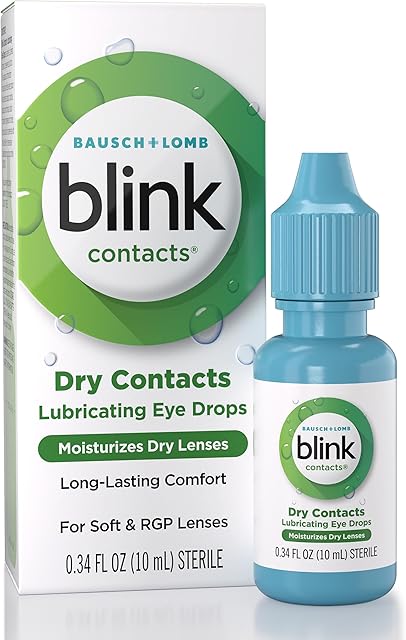 BLINK Contacts Lubricating Eye Drops for Soft & RGP Contact Lenses, Lubricant Eye Drops with Hyaluronate for Hydration, Moisturizing & Comforting Daily Eye Care, 034 fl oz