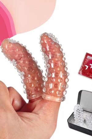 2Pcs Finger Vibrator Accessories Stimulator Sleeve, Dotted Finger Condoms Sexual Pleasure Tools Clitoral Stimulator G-Spot Nipple Anal Sex Toys for Couples Adult Women Men Couples Games