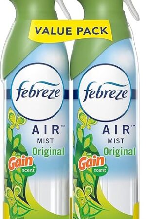 Febreze Air Mist Air Freshener Spray, Odor-Fighting Room Spray, Air Fresheners for Home and Bathroom and Kitchen, Aerosol Can, Gain Original Scent, 88oz, 2 Count