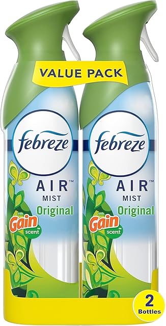 Febreze Air Mist Air Freshener Spray, Odor-Fighting Room Spray, Air Fresheners for Home and Bathroom and Kitchen, Aerosol Can, Gain Original Scent, 88oz, 2 Count