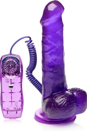 Vibrating Slim Jelly Dong with Suction Cup 7.5 Inch Sexy Purple