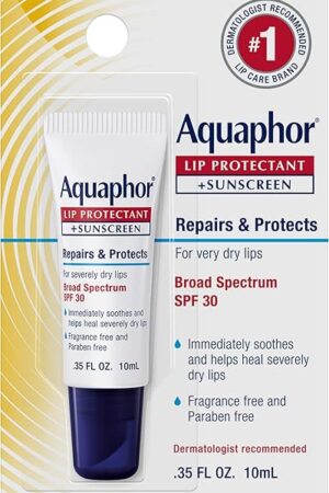 Aquaphor Lip Protectant and Sunscreen Ointment - Broad Spectrum SPF 30 - Relieves Chapped Lips - 35 fl Oz Tube