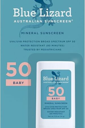 Blue Lizard BABY Mineral Sunscreen Stick with Zinc Oxide, SPF 50+, Water Resistant, UVA/UVB Protection - Easy to apply, Fragrance Free, 5 oz