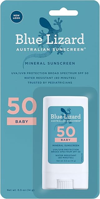 Blue Lizard BABY Mineral Sunscreen Stick with Zinc Oxide, SPF 50+, Water Resistant, UVA/UVB Protection - Easy to apply, Fragrance Free, 5 oz