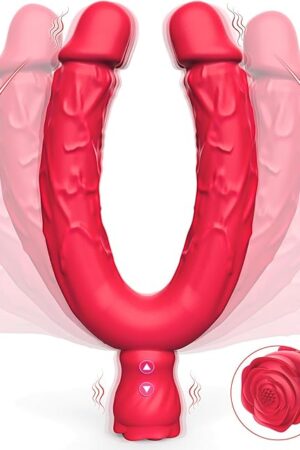 Double Dildo Sex Toys - G-spot Vibrator Double Sided Ended Lesbian Sex Toys for Couple with 10 Vibrating Modes, Long Realistic Strapless Dildo for Anal Pegging Play, Adult Rose Toys for Women Gay