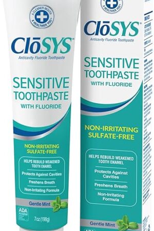 CloSYS Fluoride Toothpaste, 7 Ounce, Gentle Mint, Whitening, Enamel Protection, Sulfate Free