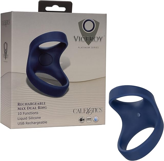 CalExotics Viceroy Rechargeable Max Dual Cock Ring Silicone Sex Toy for Men - Blue