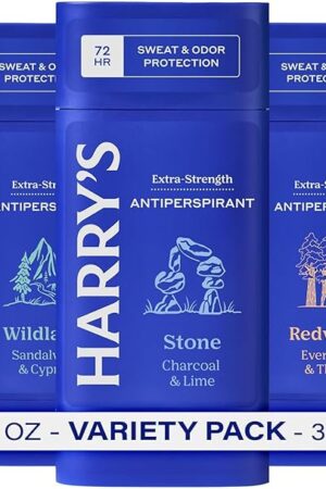 Harry's Extra-Strength Antiperspirant Deodorant, Sweat & Odor Control Antiperspirant for Men, Variety Pack - Stone, Redwood, Wildlands, 25 oz Pack of 3