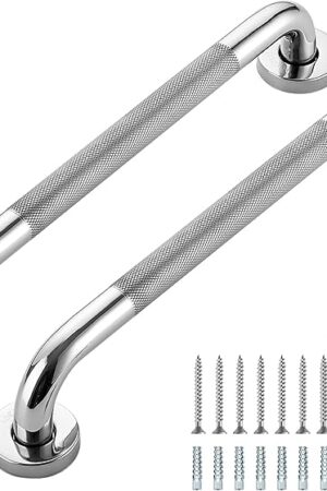 Grab Bars for Shower, 2 Pack 16-Inch Anti Slip Shower Handles for Elderly, Safety Shower Grab Bar, Stainless Steel Handicap Grab Bars for Bathroom (Polished Nickel 1" Diameter)